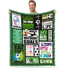 Fotbollsfilt – Mjuk flanellfilt i fleece (12,5 x 15,5 cm), mönster i amerikansk fotboll, mysig present till pojkar, män och tonåringar –