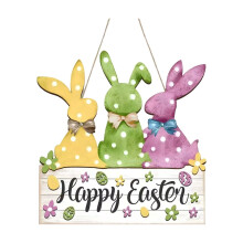 Panneau suspendu en bois pour Pâques – Décoration de porte de bienvenue avec lapin, style rustique, pour les fêtes de printemps,
