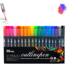 Ensemble de stylos contour double trait Dreamy Sparkle avec contour métallique, stylo artistique à double trait, encre à séchage rapide pour le