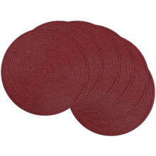 Set di 6 tovagliette rotonde per tavolo da pranzo, 38 cm, intrecciate, lavabili, antiscivolo, colore bordeaux.