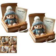 Handgemaakt mini-konijntje van pluche, zacht en soepel konijntje in een doos met een inspirerende kaart – Paascadeau & knuffel voor emotionele