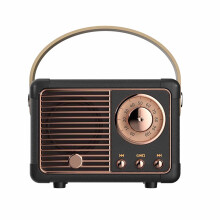 Vintage Style Bluetooth Speaker with FM Radio USB Playback and AUX Input 3W Output 400mAh Battery Portable Mini Soundbox for Home Office and Travel