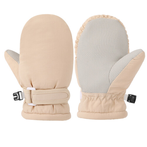 Luvas de inverno impermeáveis para bebês com forro de pelúcia e elástico.