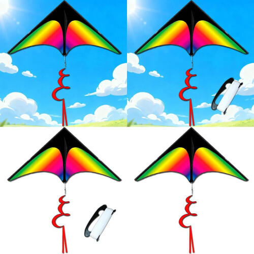 Polyester Triangular Kite With Rainbow Colors Glassfiber Frame For Gifts Kids 1