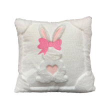 Housse de coussin de Pâques 45x45 cm (1 pièce), motif lapin de Pâques, œufs fleuris, décoration champêtre, coussin décoratif pour canapé et
