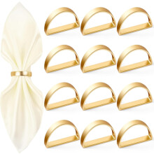 Ronds de serviette demi-cercle dorés, lot de 12