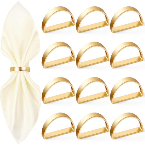 Guldfärgade halvcirkelformade servettringar, 12-pack