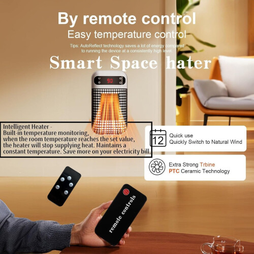 Electric Space Heater with Thermostat Timer LED Display