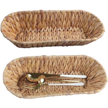 2-Pack Small Wicker Baskets for Flatware Organizer, Rustic Desktop Storage Basket for Kitchen/Living Room, Silverware & Utensil Caddy, Bread Basket,
