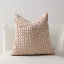 Taie d'oreiller douce en tissu tissé, 45 x 45 cm, respirante et décorative avec fermeture portefeuille, en polyester doux pour le visage,