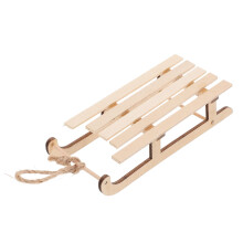 KALLORY 1Pcs Wooden Sled Decoration 12.5X5In Beige Vintage Party and Mall Christmas Sleigh Ornaments