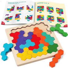 Dřevěný tangram puzzle s geometrickým hlavolamem, 7 dílků