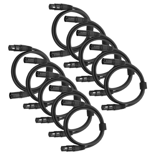30Pièces Câble Dmx 3-Broches Flexible Noir Pour Scène Maison