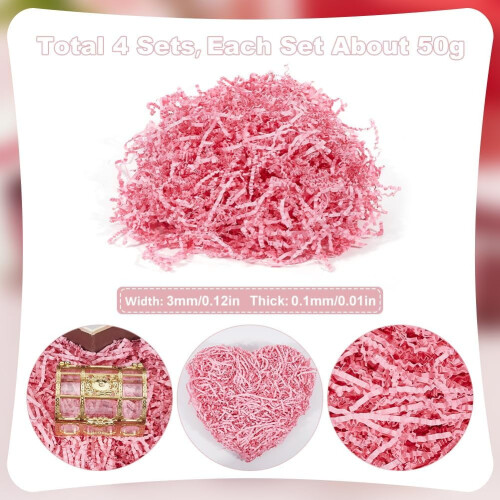 Pink krøllet papirfyld 7oz 4 sæt 1