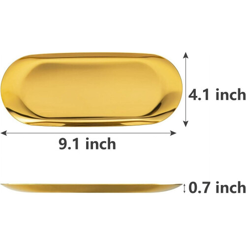 Bandeja de sobremesa de aço inoxidável com glitter dourado de 9 polegadas (23 cm) - 2 peças 1