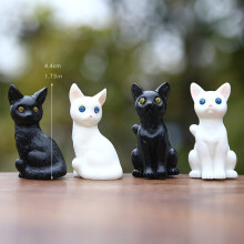 Lindo gato PVC decoración de escritorio coleccionable blanco y negro sentado figura animal