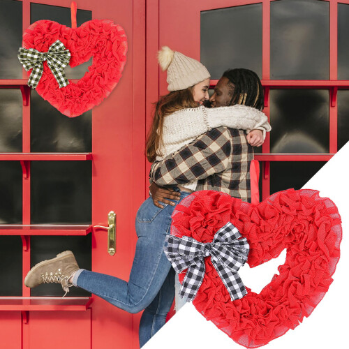 Heart-Shaped Valentine's Wreath 13.77" for Front Door 1