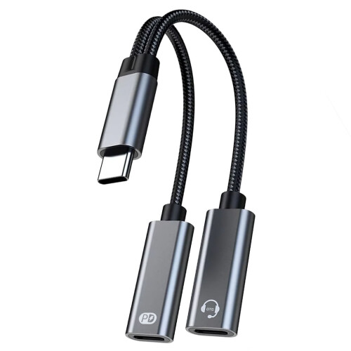 USB-C splitteradapter til hovedtelefoner og opladning 2