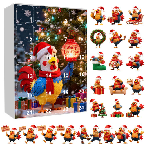 Calendrier de l'Avent de 24 pièces avec décorations de poulet de Noël 1