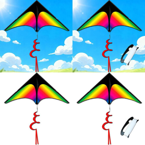 Polyester Triangular Kite With Rainbow Colors Glassfiber Frame For Gifts Kids 2