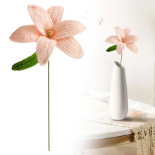 Lot de 1 fleur au crochet, lys artificiel en laine tricotée pour la fête des mères, un mariage, un anniversaire ou une décoration DIY, fleurs