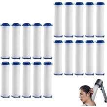 Lot de 20 filtres pour pommeau de douche, cartouches en coton PP Ion Drops pour pommeaux de douche fixes et à main, compatibles avec les modèles