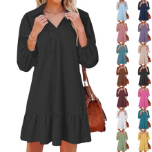 Alltagstaugliches Midikleid – Weiches Stoffkleid mit schlichtem Schnitt, ideal für Homeoffice, Schulweg und Wochenendausflüge, Marineblau, XL