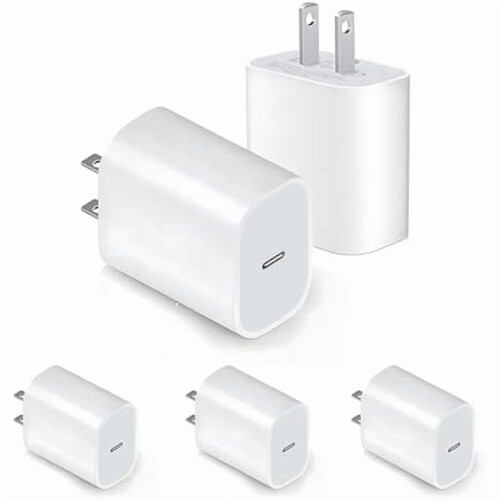 Φορτιστής τοίχου USB-C 20W με 5 θήκες για γρήγορη φόρτιση, συμβατός με iPhone15/14, iPad Pro, AirPods
