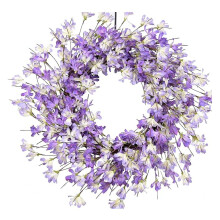 Couronne de porte en forsythia lavande - Couronne de 60 cm (24 pouces) avec bouquet de fleurs d'automne, style champêtre, sur vigne, idéale pour