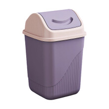 Petite poubelle de salle de bain avec couvercle, carrée, en plastique violet, 1