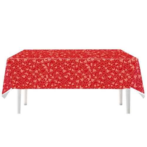Roze hartvormig wegwerptafelkleed 72x54 inch