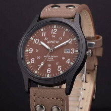 Klassiek herenhorloge met quartz uurwerk en leren band, compatibel met Android – AW1351-56W