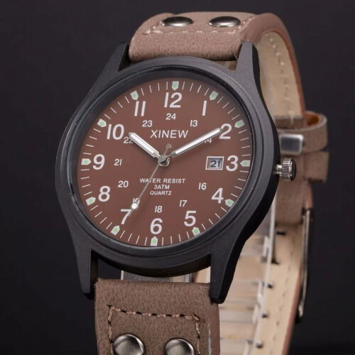Relógio de quartzo masculino clássico com pulseira de couro, compatível com Android – AW1351-56W