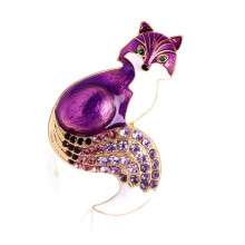 Emaljert revebrosje med strass, legering, 3,5x5,2 cm