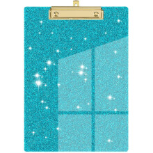 Light Blue Glitter Acrylic Clipboard with Pen Holder