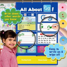 Alphabet Learning Pocket Chart - ABC Wall Chart with Flash Cards, Letter Tracing, Pocket Chart for Classroom Circle Time Supplies-Contains 182 cards