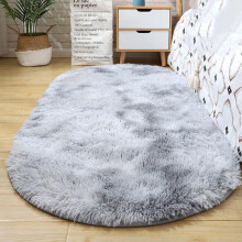 Fluffy 11-Color Oval Rug 4731 in, Ultra-Soft Plush Shaggy Bedroom & Nursery Rug for Kids – Silver