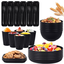 Set de tacâmuri din paie de grâu negru, 48 de bucăți
