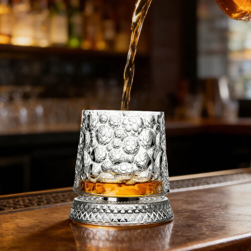 Vaso de whisky con base robusta, vaso giratorio para rocas, 9,47