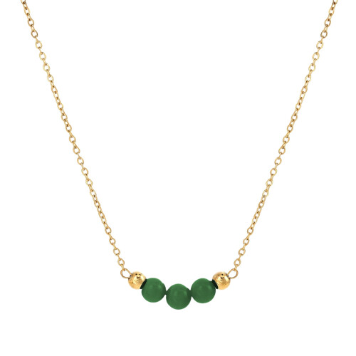 Collier en acier inoxydable avec pierre, style chinois