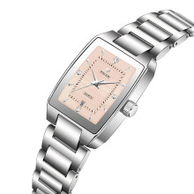 Vierkant dameshorloge van roestvrij staal met gouden accenten, 32 mm.