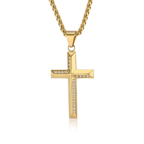 Collana con croce in argento sterling 925 e zircone