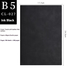 Zwart gelijnd notitieboek B5, hardcover, 200 pagina's