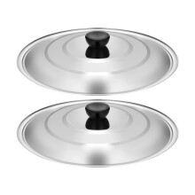 2PCS 12" Stainless Steel Pot Lids with Knob, Compatible with Cast Iron Skillets, Dishwasher Safe