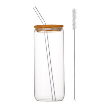 Mug à cola en verre borosilicate de 473 ml (16 oz) avec couvercle en bois