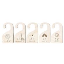 5Pcs Baby Closet Size Dividers Wooden Baby Closet Organizers from Newborn to 12 Months Dividers Organize Nursery Closets