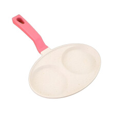 2 Cup Egg Frying Pan Aluminium Cookware Long Handle Egg Cooker Nonstick Omelette White