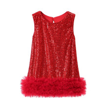 Girls' mesh vest dress with glitter detail, layered tutu,