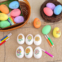 Easter Egg Ornaments,Earmouse Easter Egg Coloring Set (6 eggs and 6 colored pens) & Easter Family Activities Party Props & Easter Gifts(Flower)