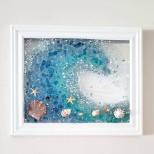 Sea Glass Art Kit, DIY Mosaic Arts and Craft Kits, Sea Glass Art Kits for Adults, Resin Beach Art Kit for Home Decoration (Waves)